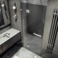 Душевая дверь с добором на петлях MaybahGlass 1950*900 Стекло 8 мм Графит матовый  профиль Хром глянцевый MGD-494-4