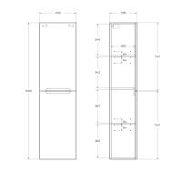 Шкаф подвесной, с двумя распашными дверцами с доводчиками, две полки внутри, правосторонний ETNA-1500-2A-SC-WO-P-R BelBagno