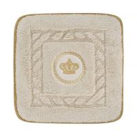 Коврик д/ванной комнаты 60х60 см., вышивка логотип КОРОНА, кремовый, окантовка золото