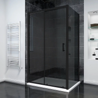 Душевой угол раздвижной прямоугольный RV055BT-13070-05-C8 1300х700х1950 Цвет профиля Чёрный матовый Стекло Тонированное Veconi