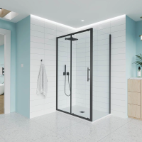 Душевой угол раздвижной E1-SP-B-160110-01-C9 1600х1100x1950 Цвет профиля Чёрный матовый Стекло  Прозрачное Veconi
