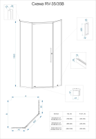 Душевой угол распашной пятиугольный(трапеция) RV35B-90-01-C7 900х900х1950 Цвет профиля Чёрный Стекло Прозрачное Veconi