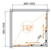 Душевой уголок, квадратный MOLVENO-A-2-100-P-Cr 1000x1000x1950 Cezares