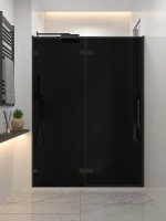 Душевая дверь распашная 1400x2000 цвет профиля Чёрный матовый стекло черное AL-140-11-BB-C4 Premium Veconi