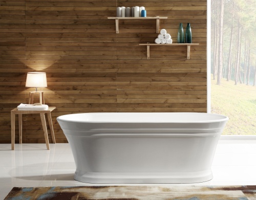 Отдельностоящая, овальная акриловая ванна в комплекте со сливом-переливом цвета хром Bel Bagno BB402-1500-790